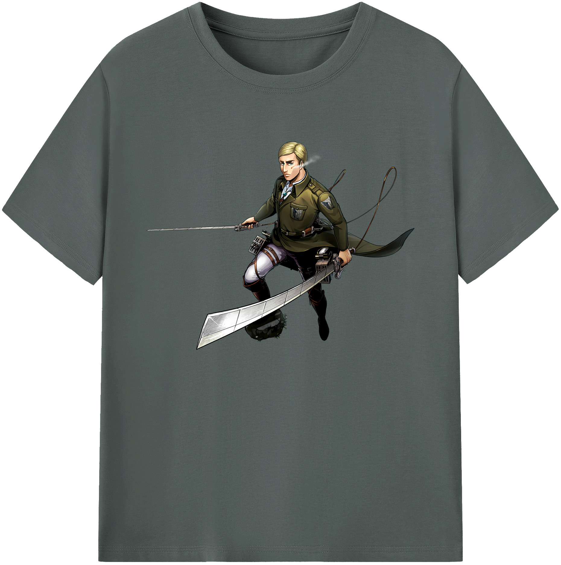 （画像用） 進撃の巨人 エルヴィン・スミス Attack on Titan Erwin Smith 綿100％ メンズ半袖Tシャツ｜肌触りやわらか＆通気性